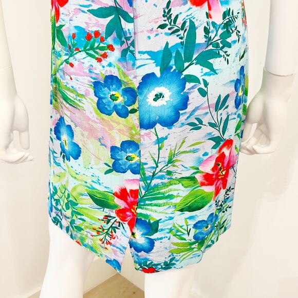 Vintage 90s Jams World Hawaiian Tropical Print Floral Summer Shift Dress, S - Picture 9 of 9